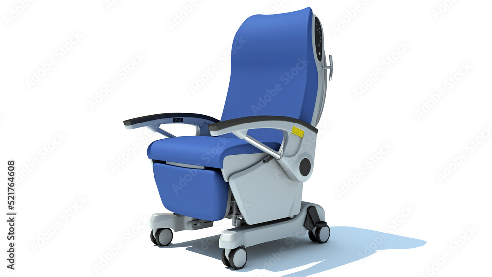 Hospital Patient Chair 3D rendering on white background Hospital Patient Chair 3D rendering on white background