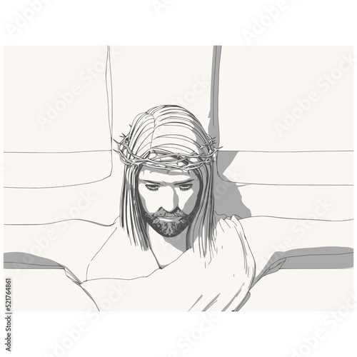 Portrait of Jesus Christ with crown of thorns. Biblical faith, gospel, salvation concept.