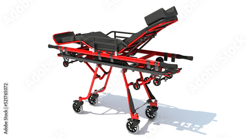 Stretcher Trolley medical equipment 3D rendering on white background