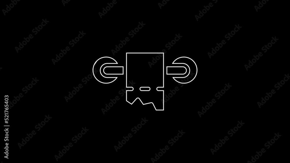White line Toilet paper roll icon isolated on black background. 4K Video motion graphic animation