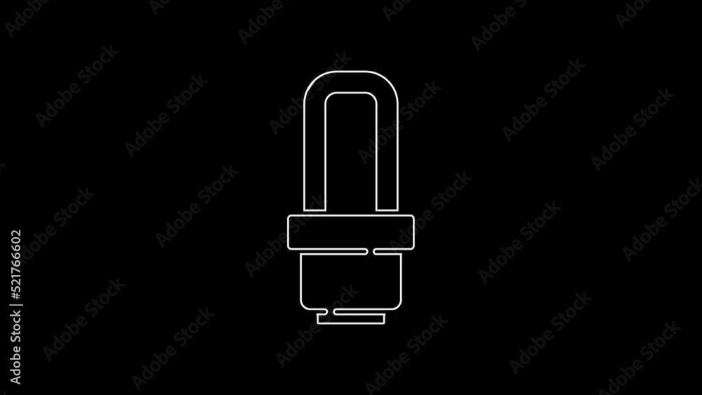 White line LED light bulb icon isolated on black background. Economical LED illuminated lightbulb. Save energy lamp. 4K Video motion graphic animation White line LED light bulb icon isolated on black background. Economical LED illuminated lightbulb. Save energy lamp. 4K Video motion graphic animation