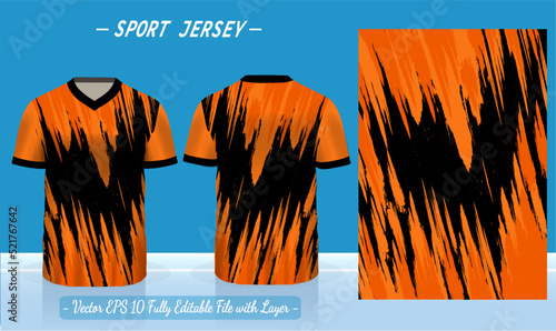 T-shirt sport design template. Abstract pattern v neck Football jersey concept with front and back view for Soccer, Cricket, Volleyball, Rugby, tennis, badminton uniform kit.