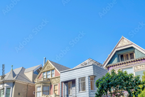 Roof structures of houses in San Francisco, California