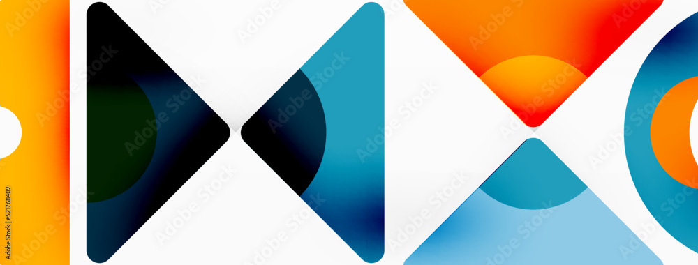 Creative geometric wallpaper. Minimal abstract background. Triangles and circles composition vector illustration for wallpaper banner background or landing page Creative geometric wallpaper. Minimal abstract background. Triangles and circles composition vector illustration for wallpaper banner background or landing page
