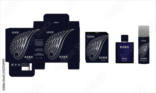 Packaging design, luxury perfume box, deo design mock up box. Illustration vector.