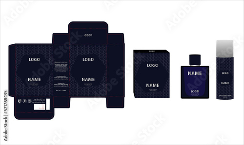 Packaging design, luxury perfume box, deo design mock up box. Illustration vector.