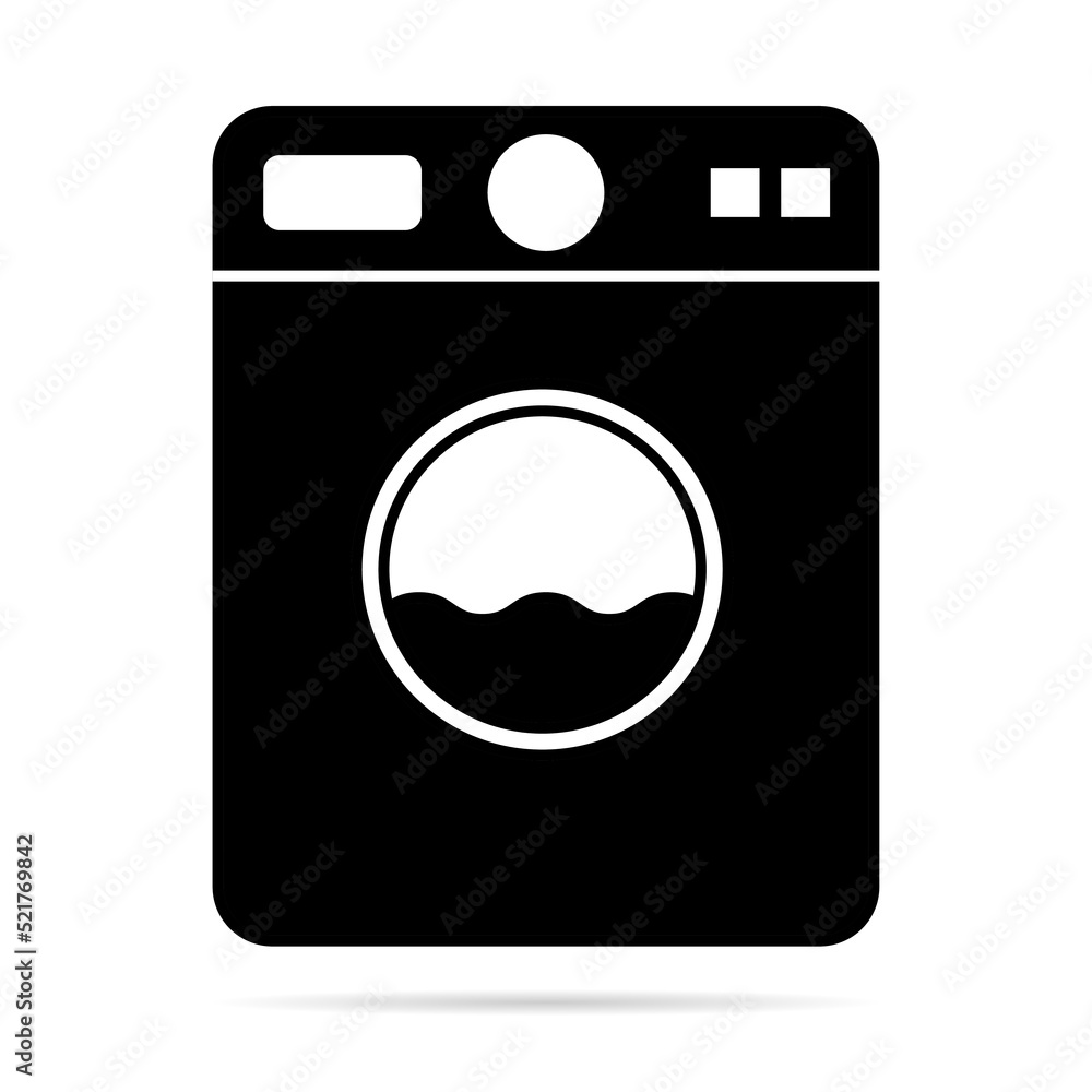 Washing machine equipment with shadow, Electric washer laundry icon, wash symbol clothes, vector illustration background Washing machine equipment with shadow, Electric washer laundry icon, wash symbol clothes, vector illustration background
