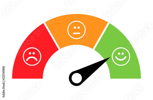 Customer satisfaction meter icon, graph rating measure business report vector illustration