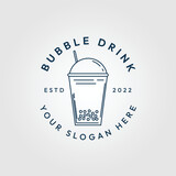 bubble drink line art logo, icon and symbol vector illustration design