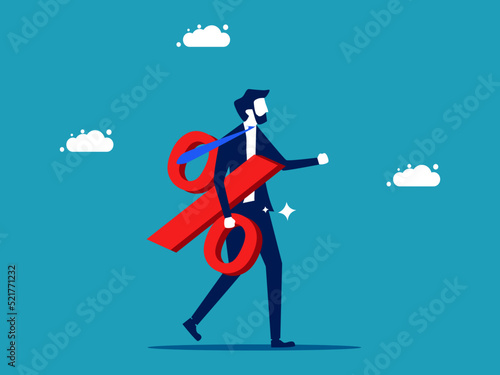 interest rate. businessman holding percentage icon. financial concept vector illustration