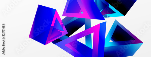 3d triangle abstract background. Basic shape technology or business concept composition. Trendy techno business template for wallpaper, banner, background or landing