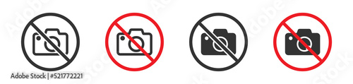 A Photo forbidden warning sign. No camera symbol. Vector illustration.