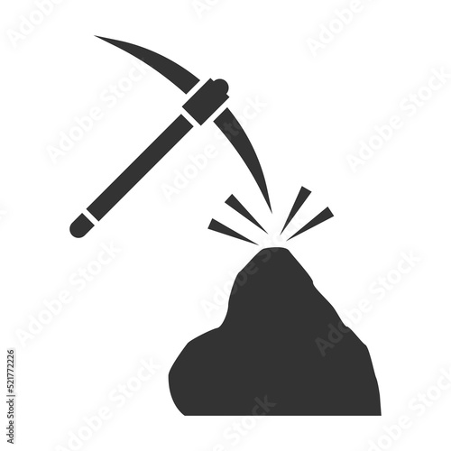 Coal and pickaxe Pile of charcoal icon. Mining icon. Flat vector illustration.