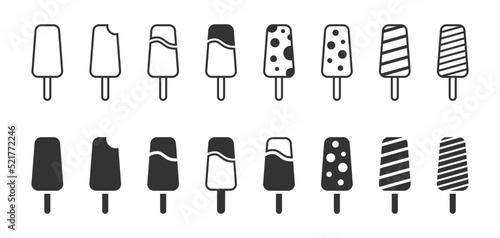 Ice cream bar set. Ice cream icons collection. Vector illustration.