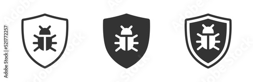 Antivirus protection icon. bug protection icon. Bug symbol on a shield. Vector illustration.