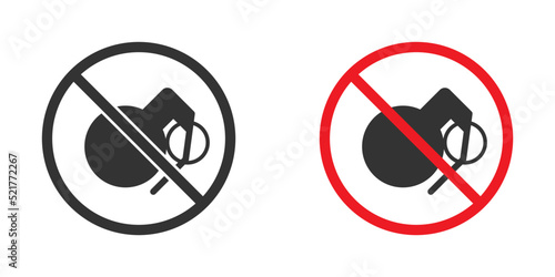 Grenade forbidden symbol. Vector illustration.