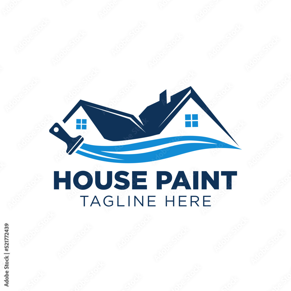 Blue color house painting logo business clipart Stock Vector Adobe Stock