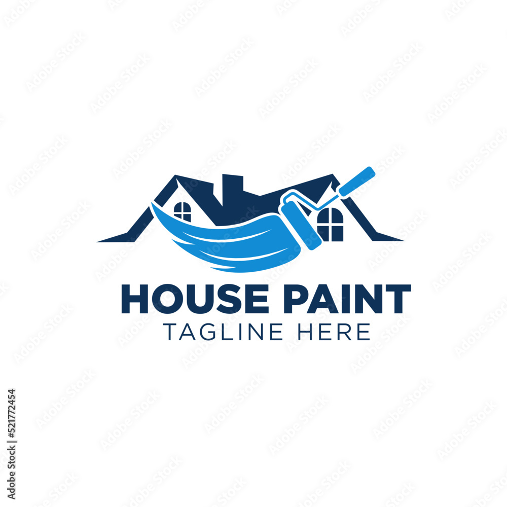 Blue color house painting logo business clipart