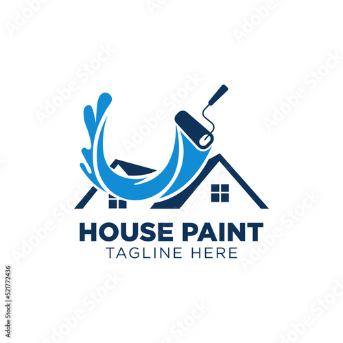 Blue color house painting logo business clipart