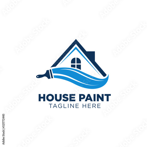 Blue color house painting logo business clipart