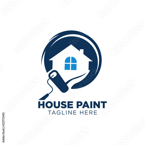 Blue color house painting logo business clipart