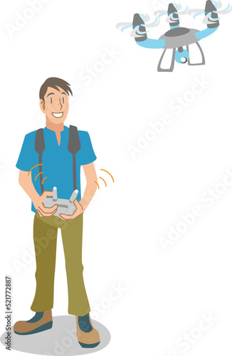 ドローンを操縦を楽しむ男性