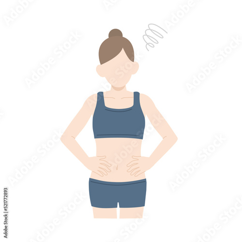 お腹の調子が悪い　女性　腹痛　お腹の張り　空腹　生理痛　イラスト