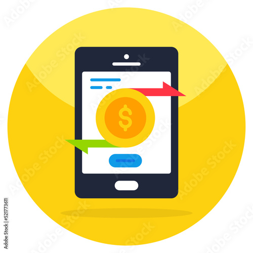 Editable design icon of mobile money transfer 