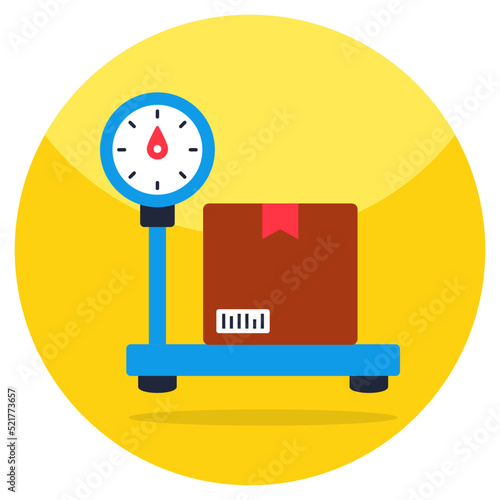 Conceptual flat design icon of parcel weighing