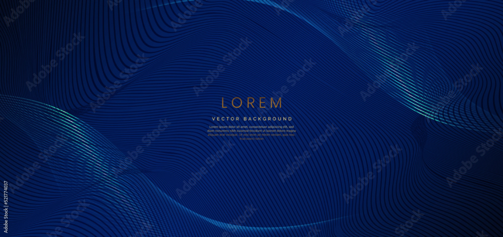Abstract luxury glowing lines curved overlapping on dark blue background. Template premium award design. Abstract luxury glowing lines curved overlapping on dark blue background. Template premium award design.