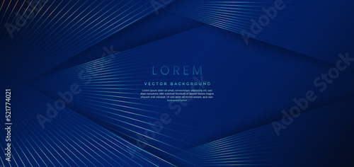 Abstract luxury golden lines overlapping on dark blue background. Template premium award design.