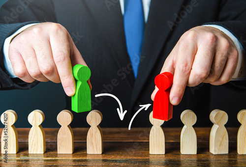 Replacing an old employee with a new one. Replace an incompetent worker. Business management and human resources. Performance improvement. Social toxicity. Nepotism. Personnel changes.