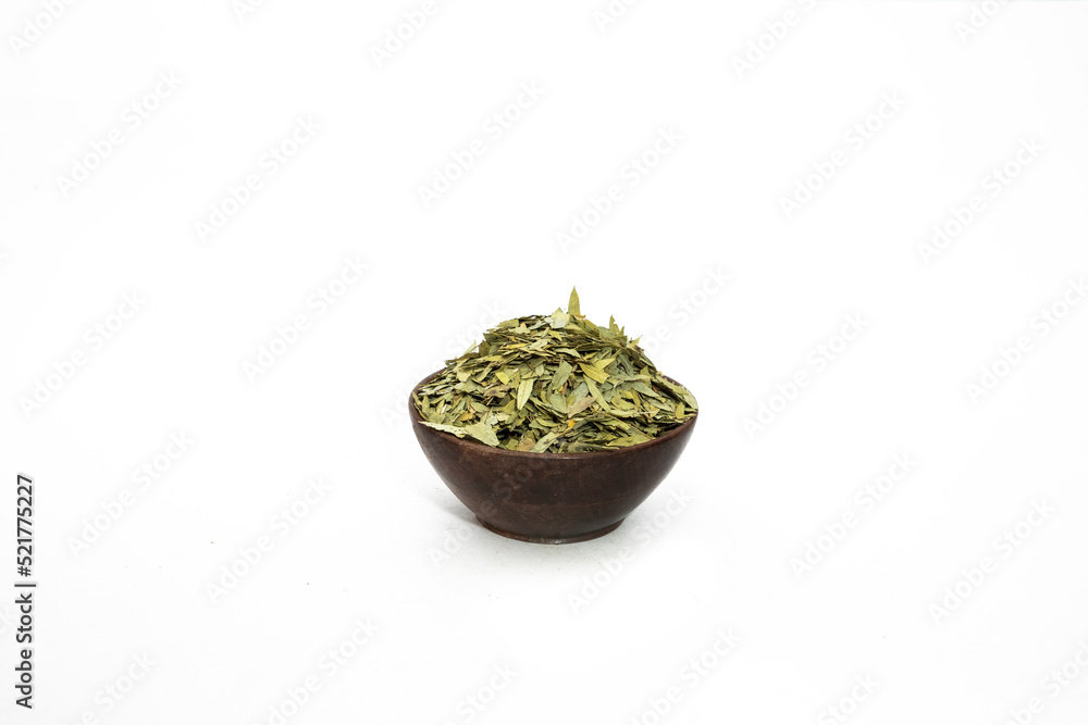 Dry senna sonmukhi or sennas leaves isolated on white background Dry senna sonmukhi or sennas leaves isolated on white background