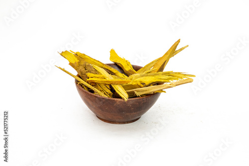 Ayurvedic indian herb berberis aristata or daru haldi or dried herb mani pusupa photo