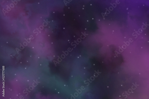 Weltraumhintergrund mit realistischen Nebel und leuchtenden Sternen. Farbiger Kosmos mit trostloser und milder Art. Magische Farbgalaxie. Unendliches Universum und sternhafte Nacht.