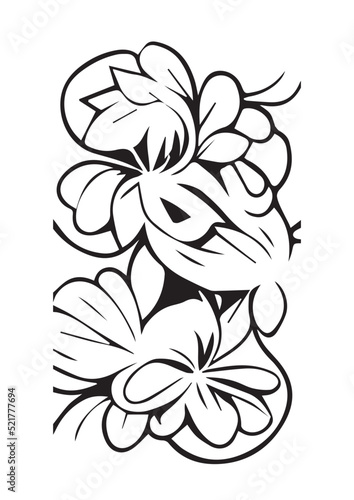 Floral Illustration Tattoo Black and White