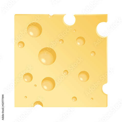 A vector illustration of a cheese slice isolated on white