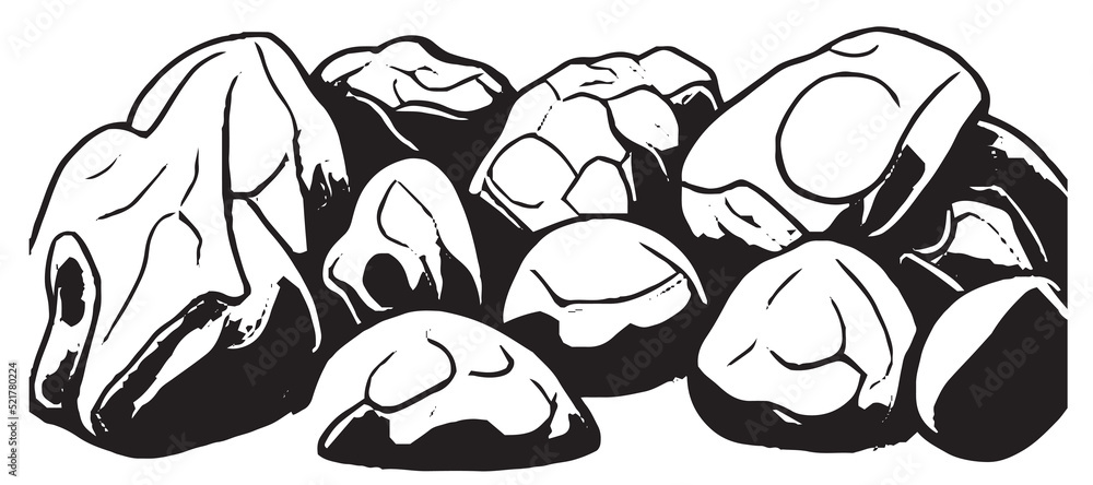 Obraz premium Black and White Rock Illustration
