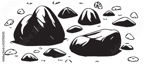 Black and White Rock Illustration