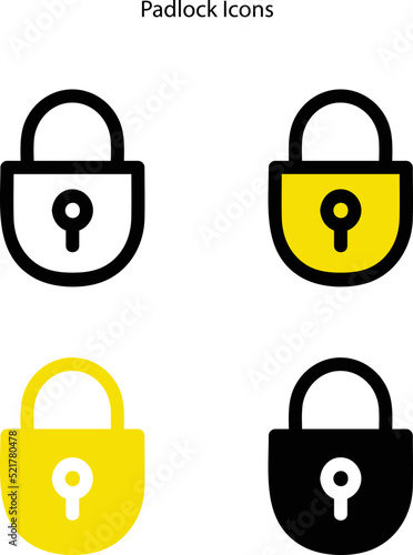 Security icons with different style. Lock icon. Security padlock locked. Simple protection sign isolated on white. Insurance and security symbols Vector illustration for web site design