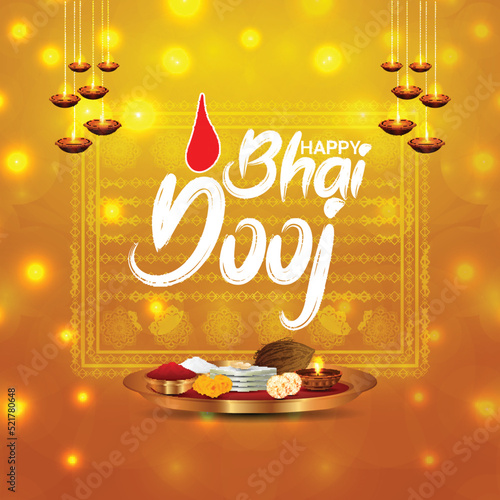 Indian festival happy bhai dooj greeting card photo