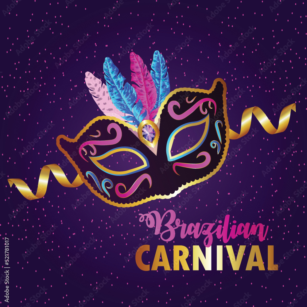 Fototapeta premium Carnival party background with circus tent house and carnival mask