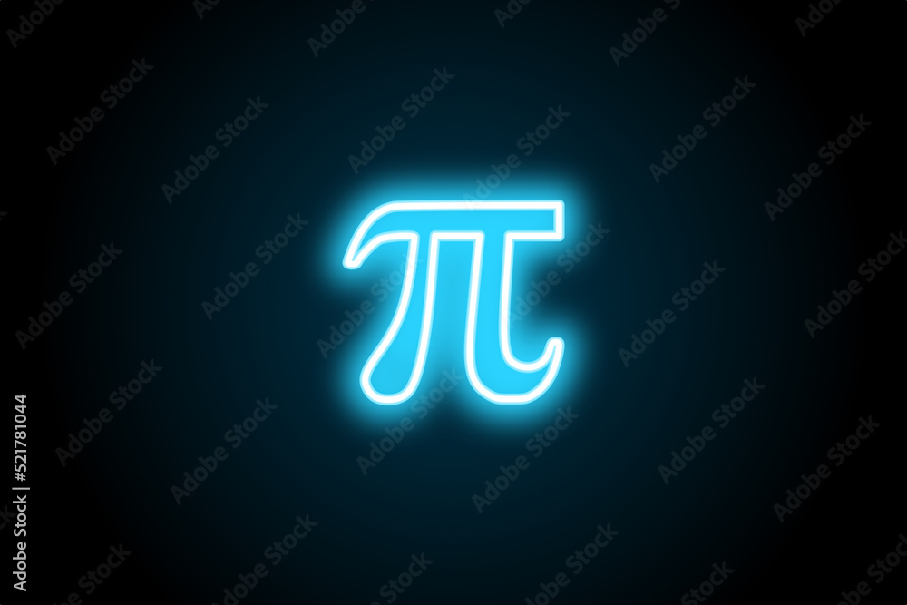 Greek alphabet pi glowing neon symbol sign on black background Greek alphabet pi glowing neon symbol sign on black background