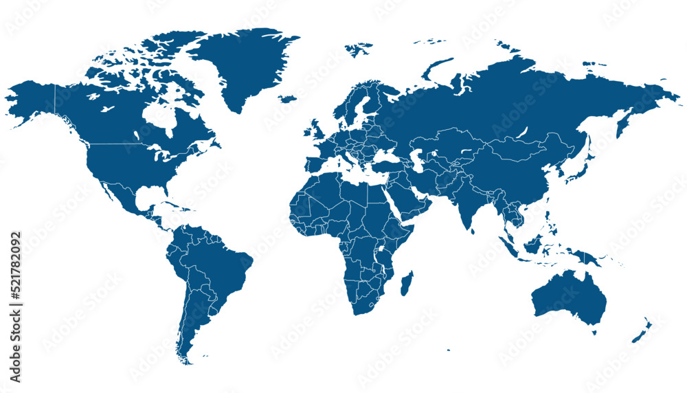 Naklejka premium World map. Color vector modern. Silhouette map. 