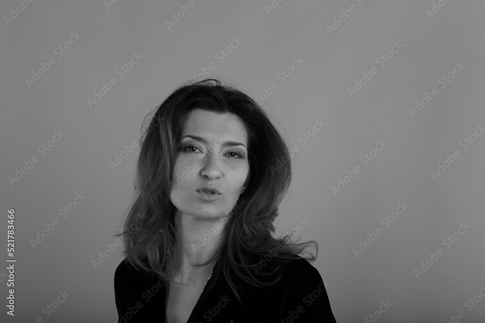 Obraz premium Black and white portrait of beautiful woman