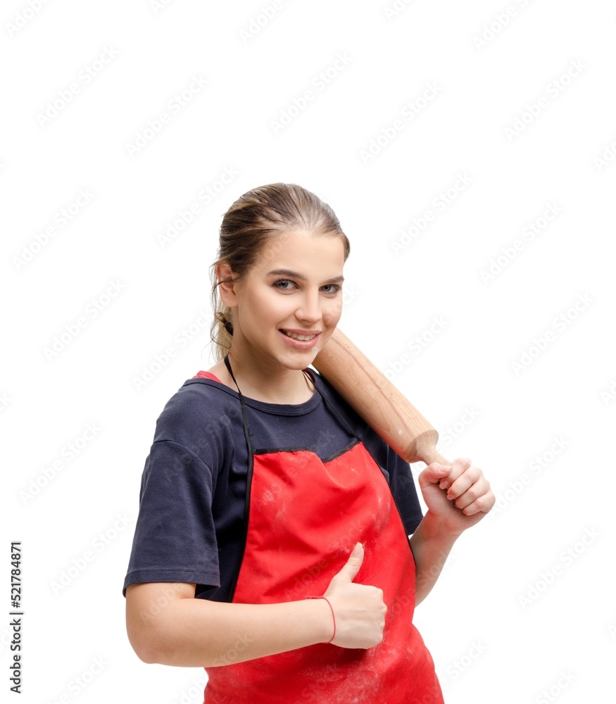 Young female baker isolated on white Young female baker isolated on white