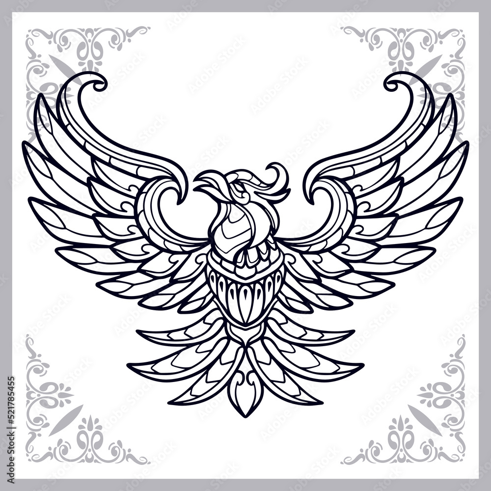 Phoenix bird zentangle arts isolated on white background Phoenix bird zentangle arts isolated on white background