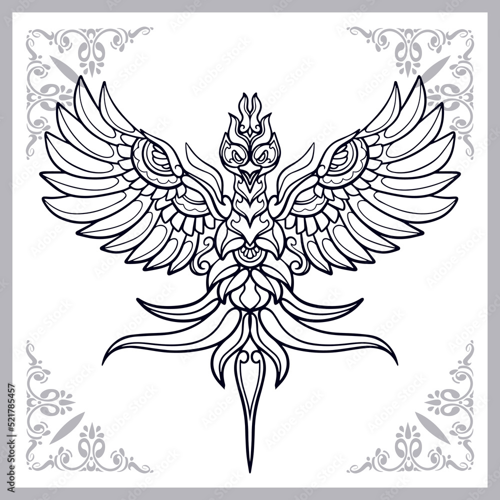 Obraz premium Phoenix bird zentangle arts isolated on white background