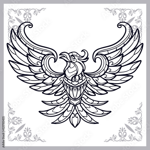 Phoenix bird zentangle arts isolated on white background