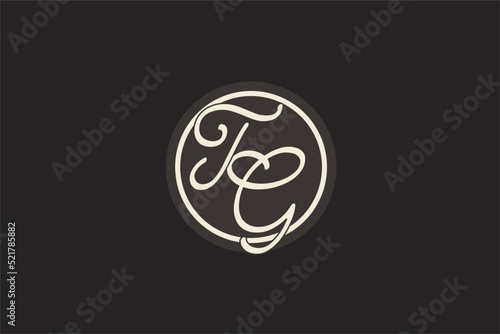 Initial letter TG monogram logo with simple and creative cirle line design ideas
